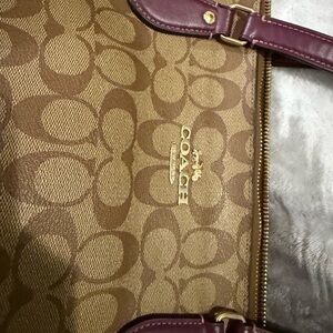 Coach brown and maroon Signature Tote